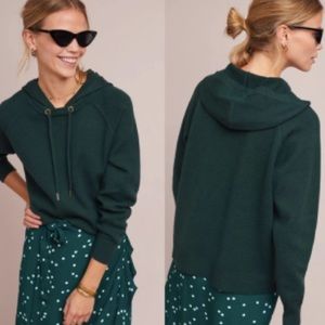 Anthropologie Moth Lania Green Hooded Sweater